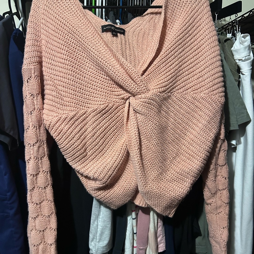Almost Famous Pink Off-the-Shoulder Sweater